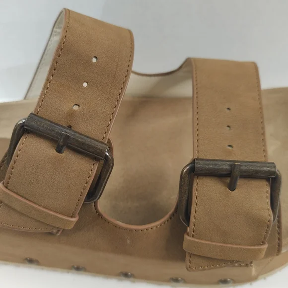 Altar’d State Serenna Platform Slide Sandals Size 9 Brown Double Buckle Boho - Picture 4 of 14